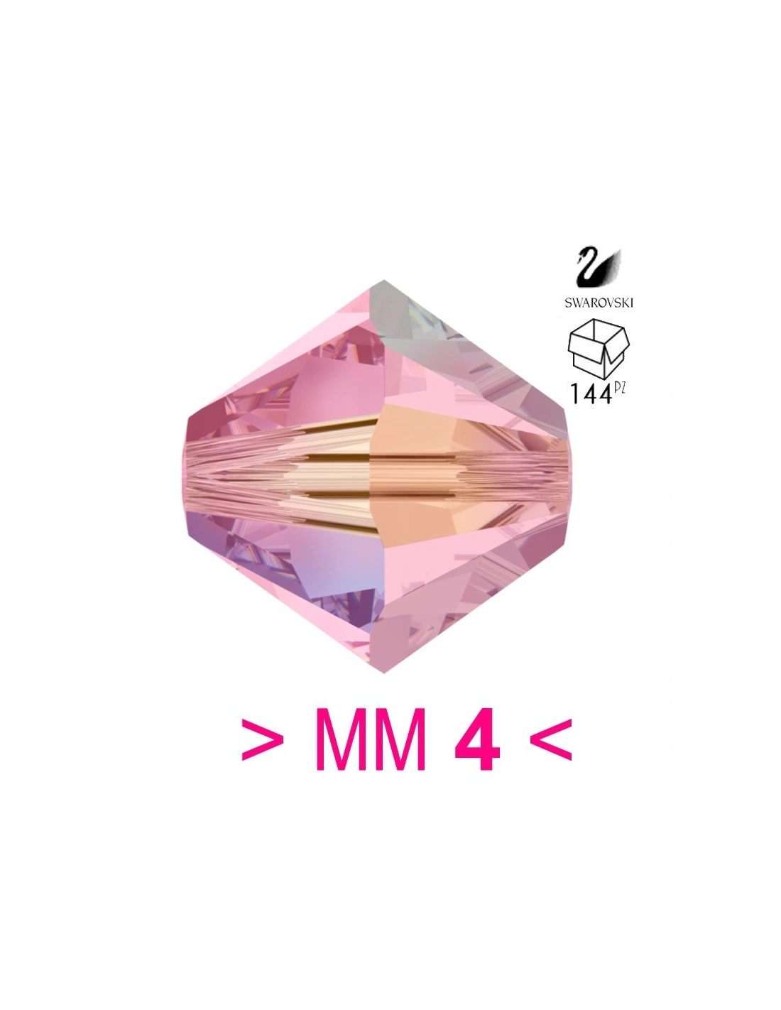 Bicone Swarovski mm 4 Lt. Rose AB - 144 pcs - Biconi