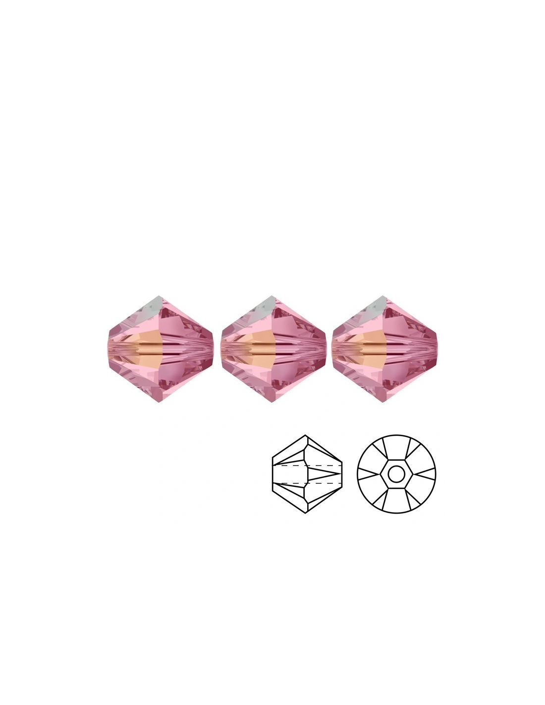 Bicone Swarovski mm 4 Lt. Rose AB - 144 pcs - Biconi