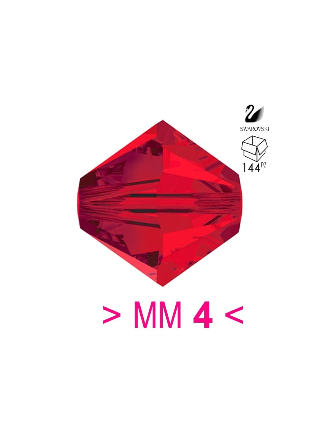 Bicone Swarovski mm 4 Lt. Siam - 144 pcs - Biconi