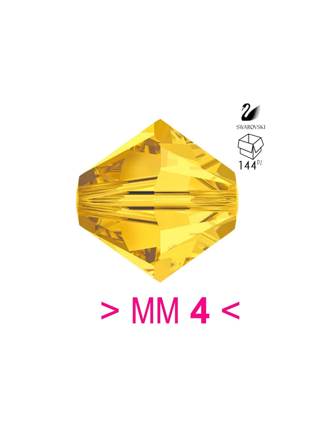 Bicone Swarovski mm 4 Lt. Topaz - 144 pcs - Biconi