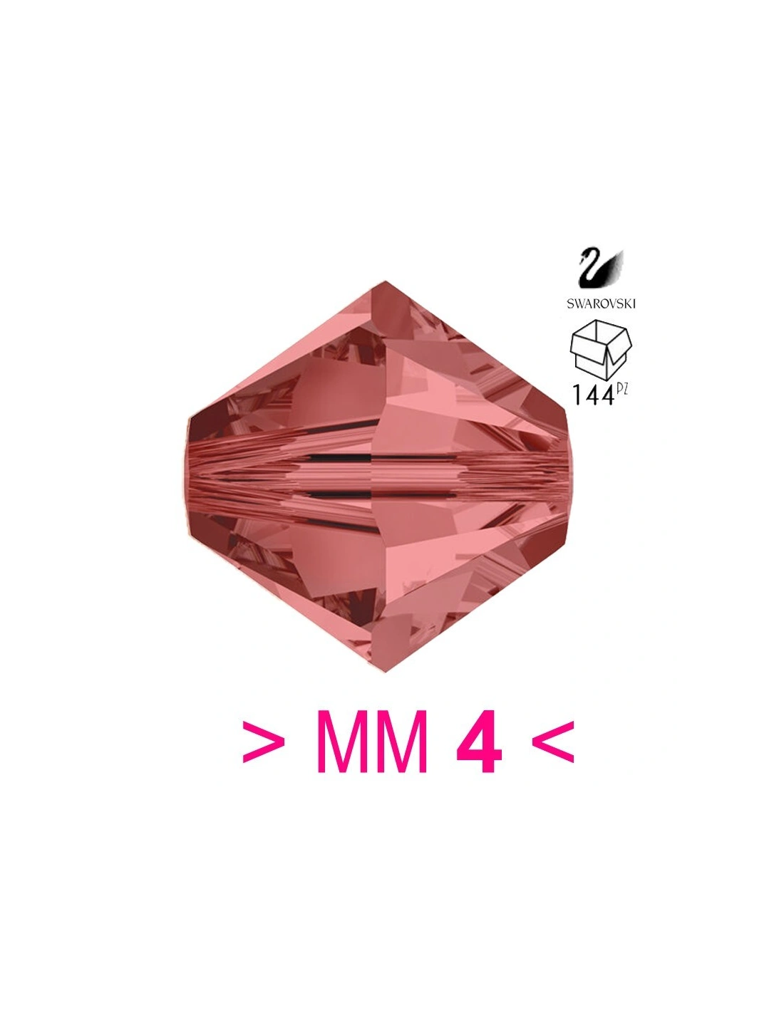 Bicone Swarovski mm 4 Padparadsha - 144 pcs - Biconi