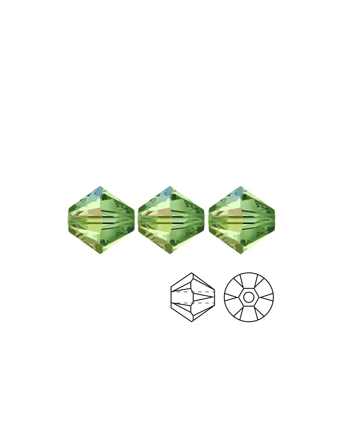 Bicone Swarovski mm 4 Peridot AB - 144 pcs - Biconi