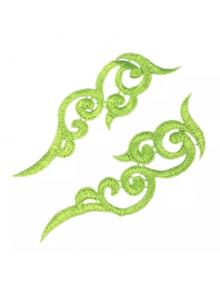 Applicazione in Tessuto ricamato Verde Chiaro  cm 16x5.5 - 1PA