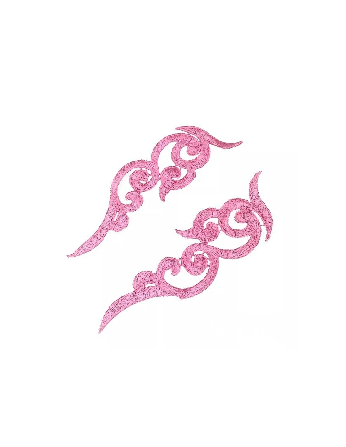 Applicazione in Tessuto ricamato Rosa cm 16x5.5 - 1PA