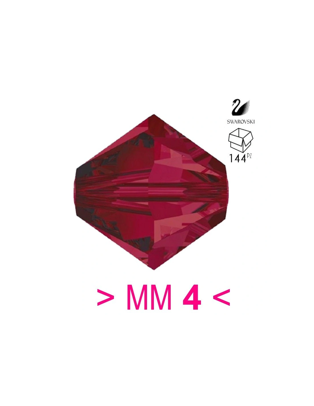 Bicone Swarovski mm 4 Ruby - 144 pcs - Biconi
