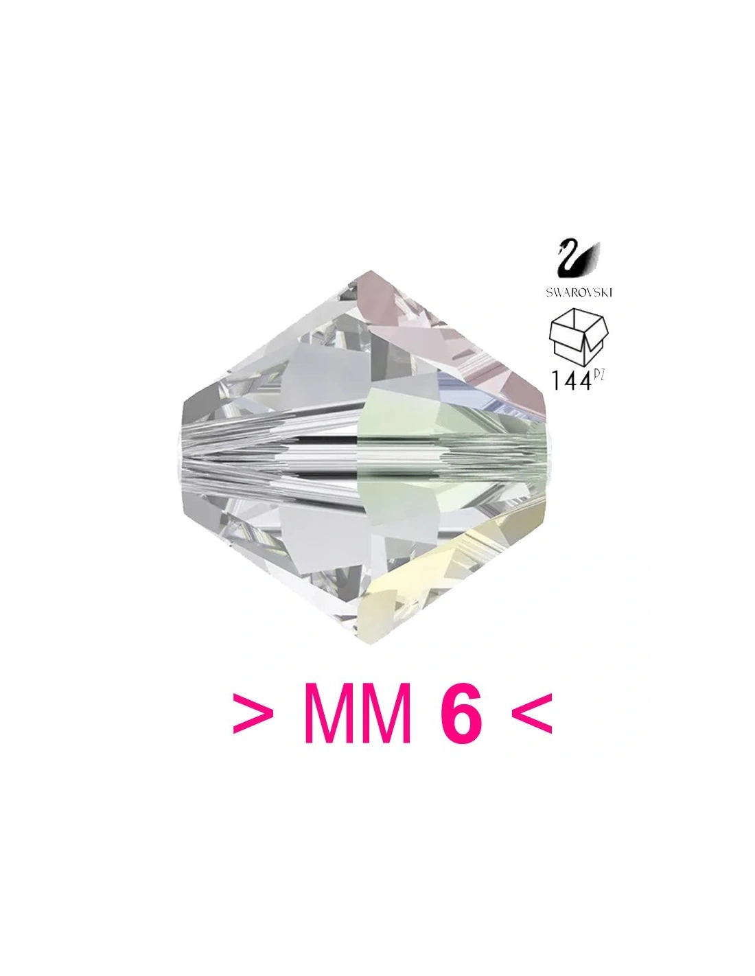 Bicono Swarovski mm 6 Crystal AB - 144PZ