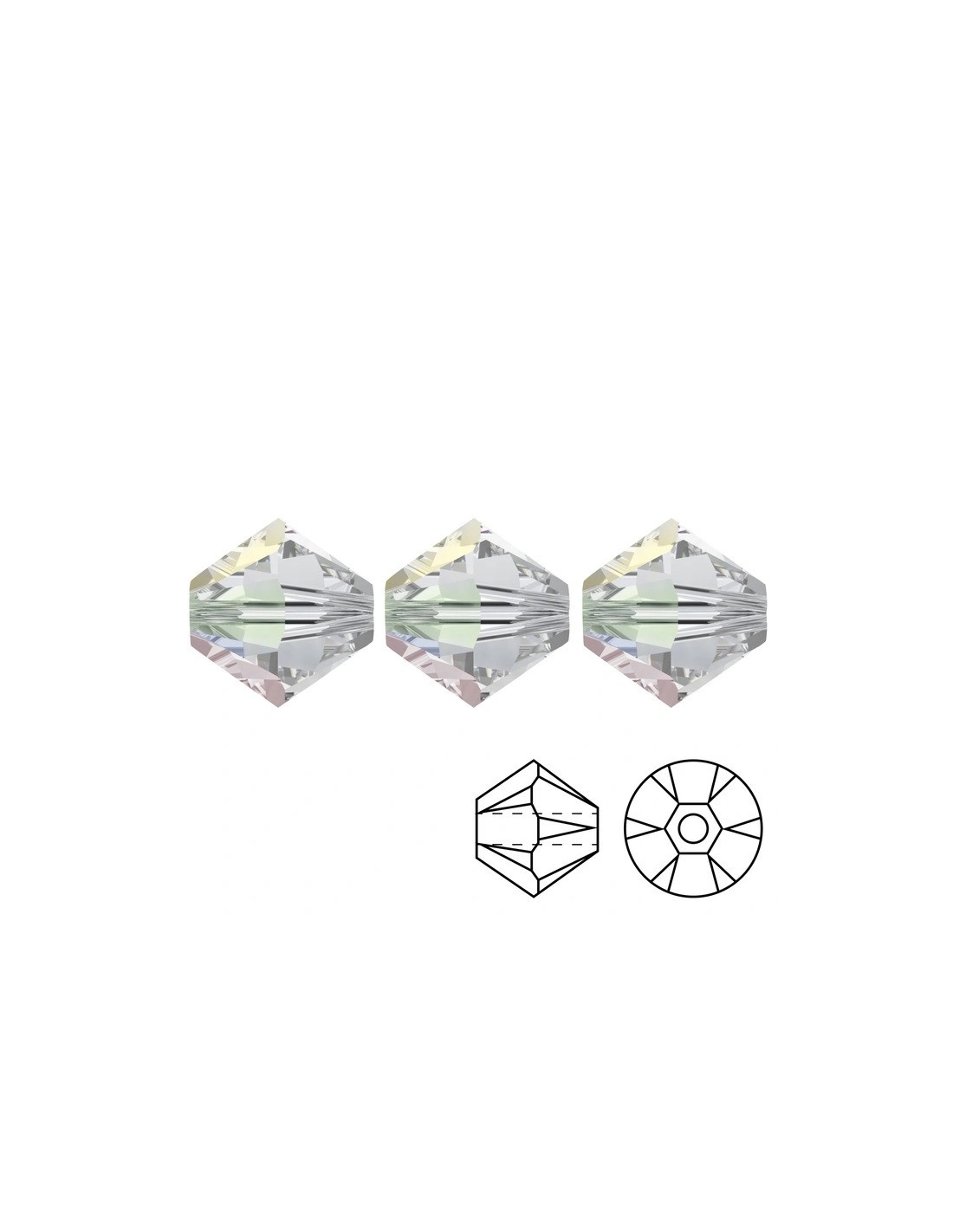 Bicone Swarovski Crystal AB  6 mm- 144Pcs - Biconi