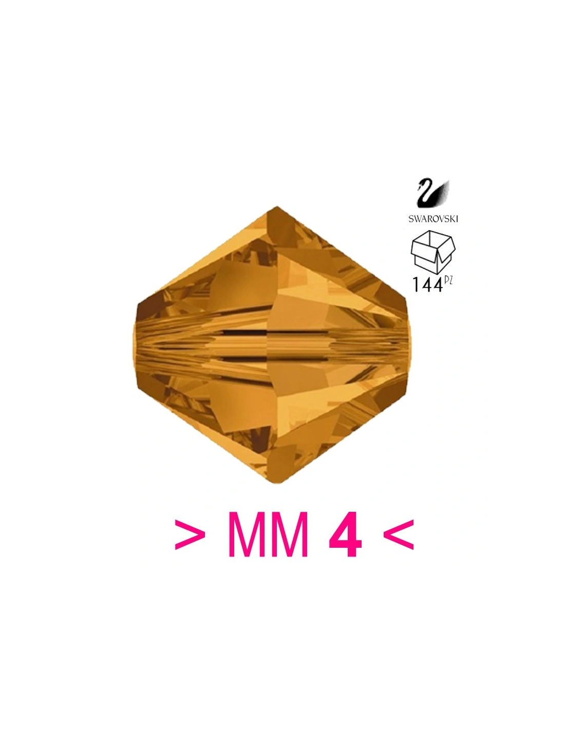 Bicone Swarovski mm 4 Topaz - 144 pcs - Biconi