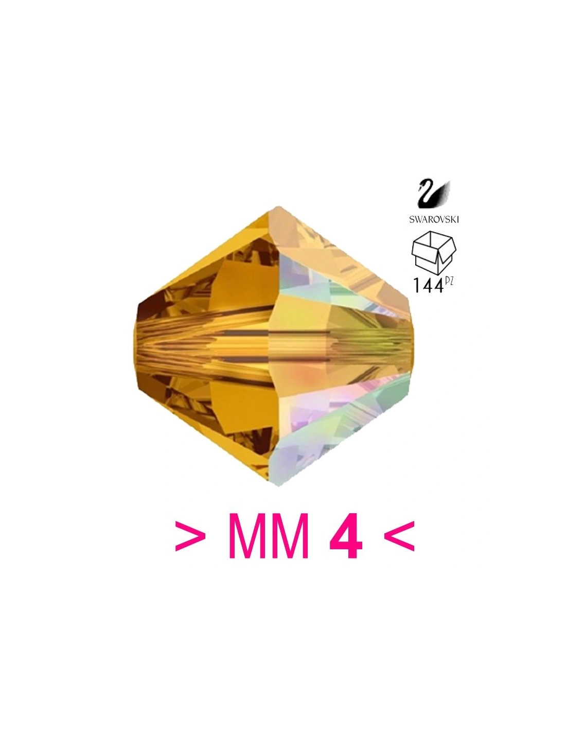 Bicone Swarovski mm 4 Topaz AB - 144 pcs - Biconi