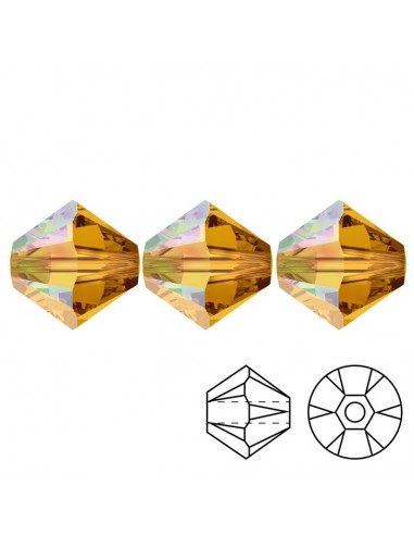 Bicone Swarovski mm 4 Topaz AB - 144 pcs Bicone Swarovski mm 4 Topaz AB - 144 pcs