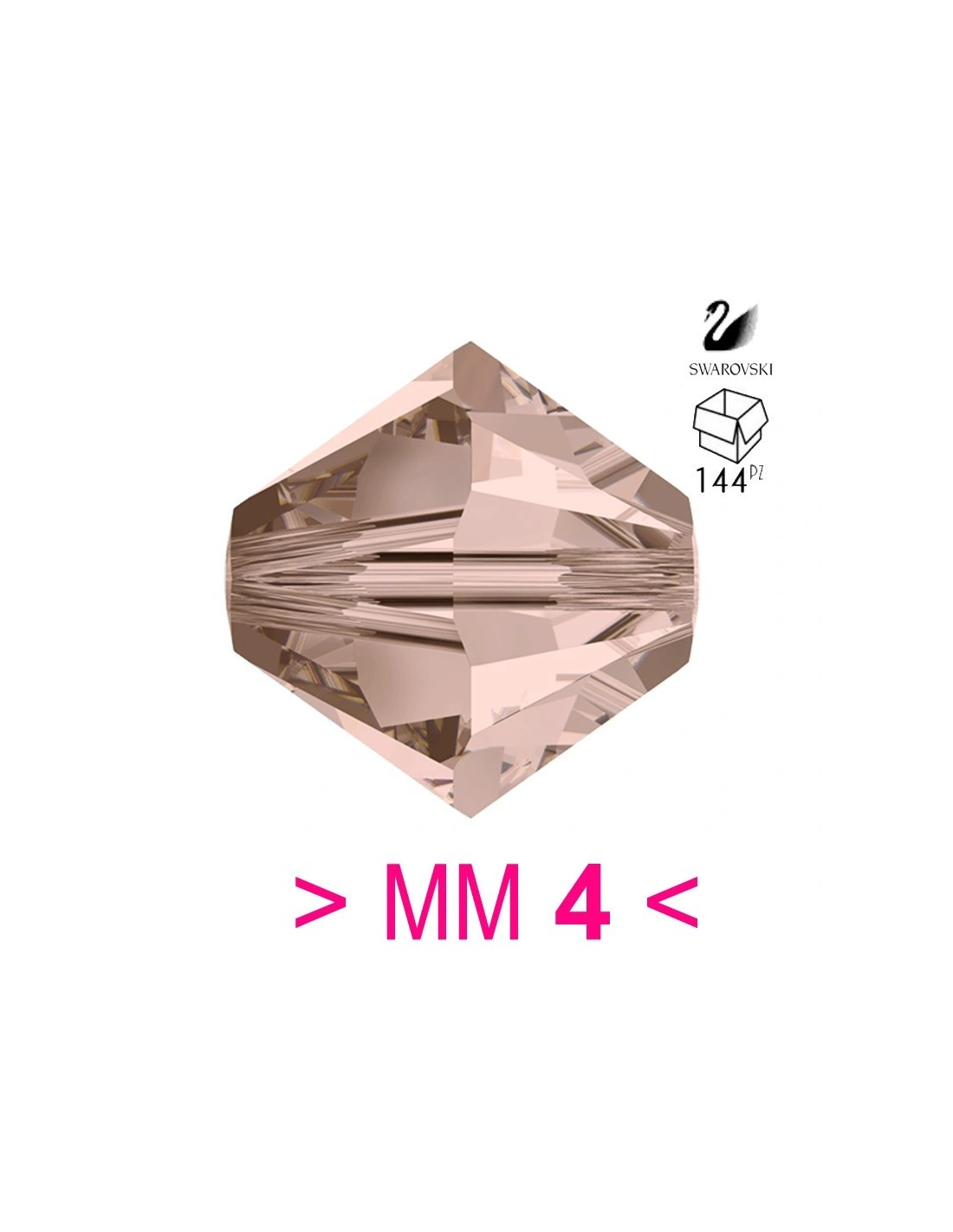 Bicone Swarovski mm 4 Vintage Rose - 144 pcs - Biconi