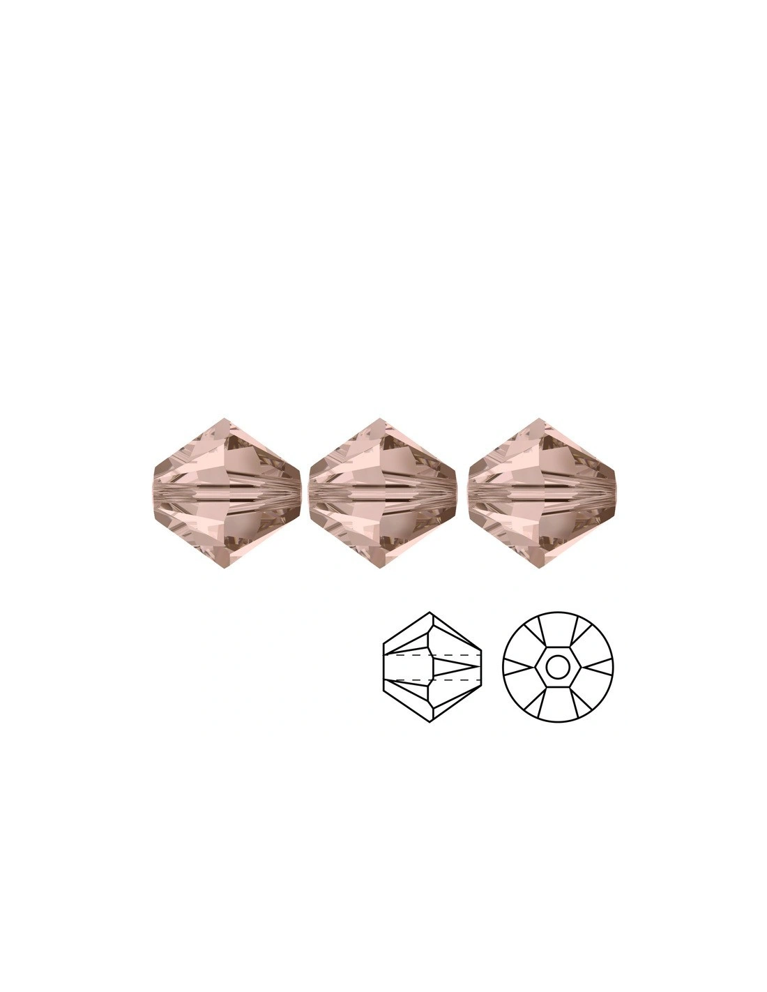 Bicone Swarovski mm 4 Vintage Rose - 144 pcs - Biconi