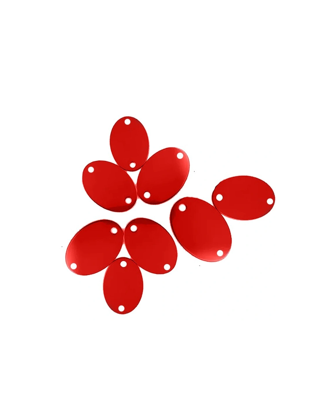Sew on Mirrors Oval Red 20x30 mm - 10 PZ - Sewing mirrors