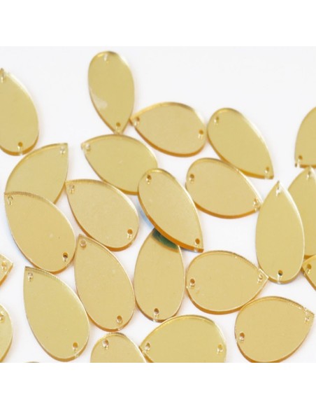 Sew on Mirrors Drop Gold 35x22 mm - 10 PZ - Sewing mirrors
