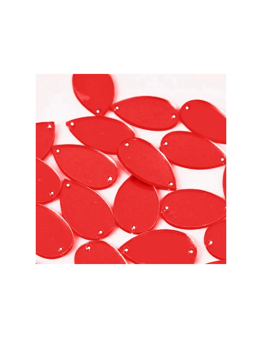 Sew on Mirror Drop Red 28x17 mm - 10 PZ - Sewing mirrors