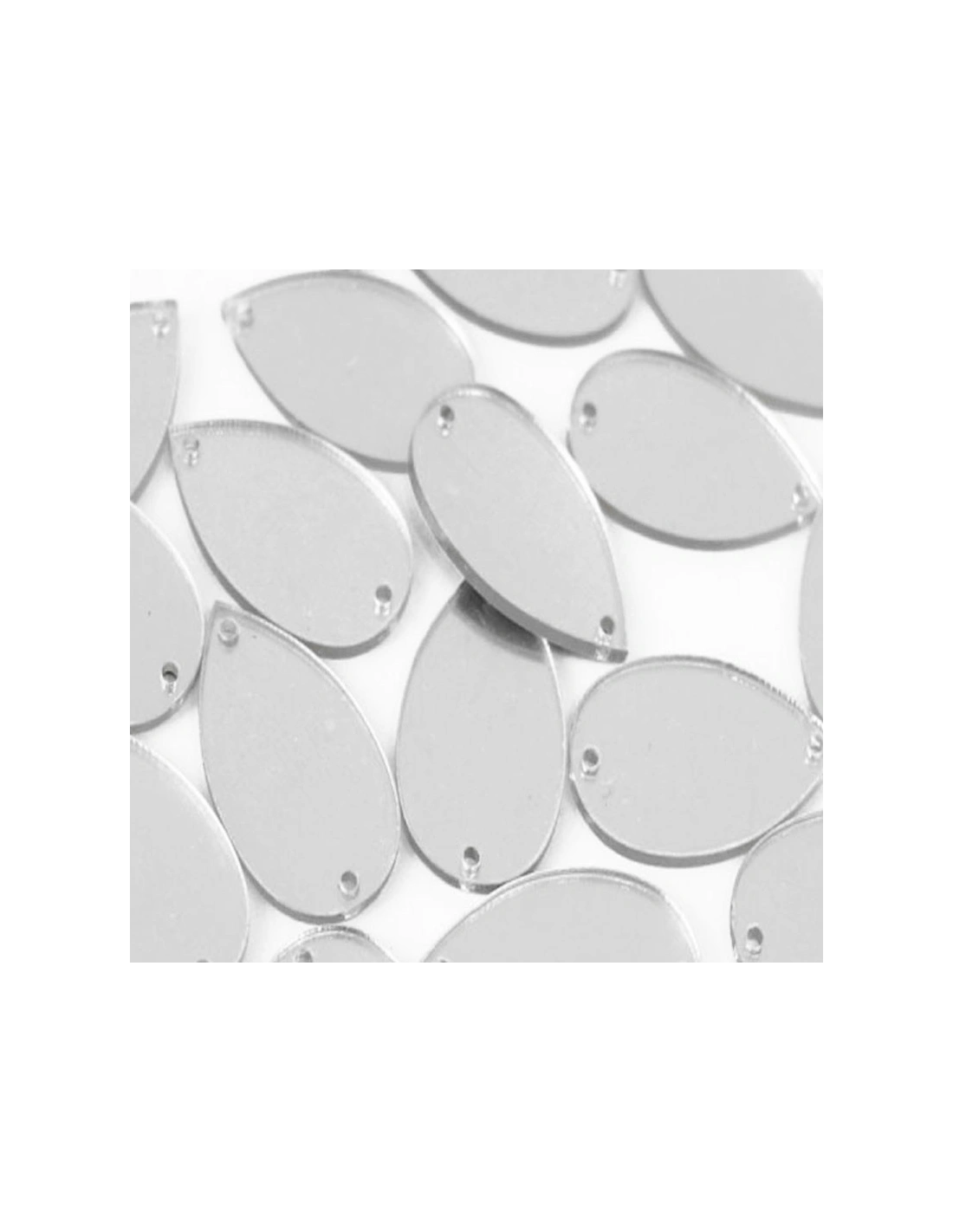 Sew on Mirror Drop Silver 35x22 mm - 10 PZ - Sewing mirrors