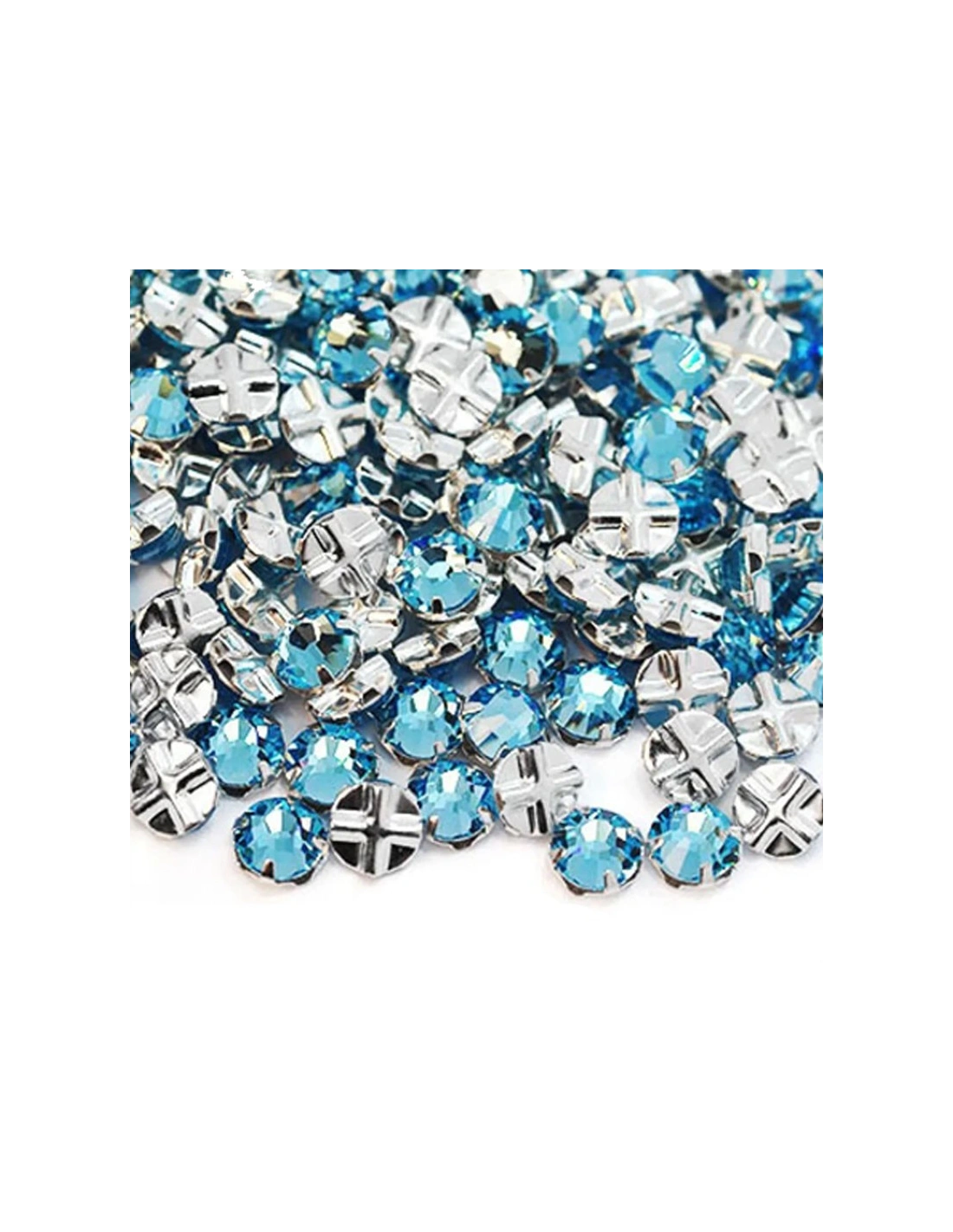 Roses GT Crystal ss 12 (mm 3,2) Aqua-Silver - 48PCS - Stones to be sewn with setting