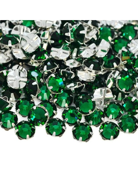Roses GT Crystal ss 12 (mm 3,2) Emerald-Silver - 48 PCS - Stones to be sewn with setting