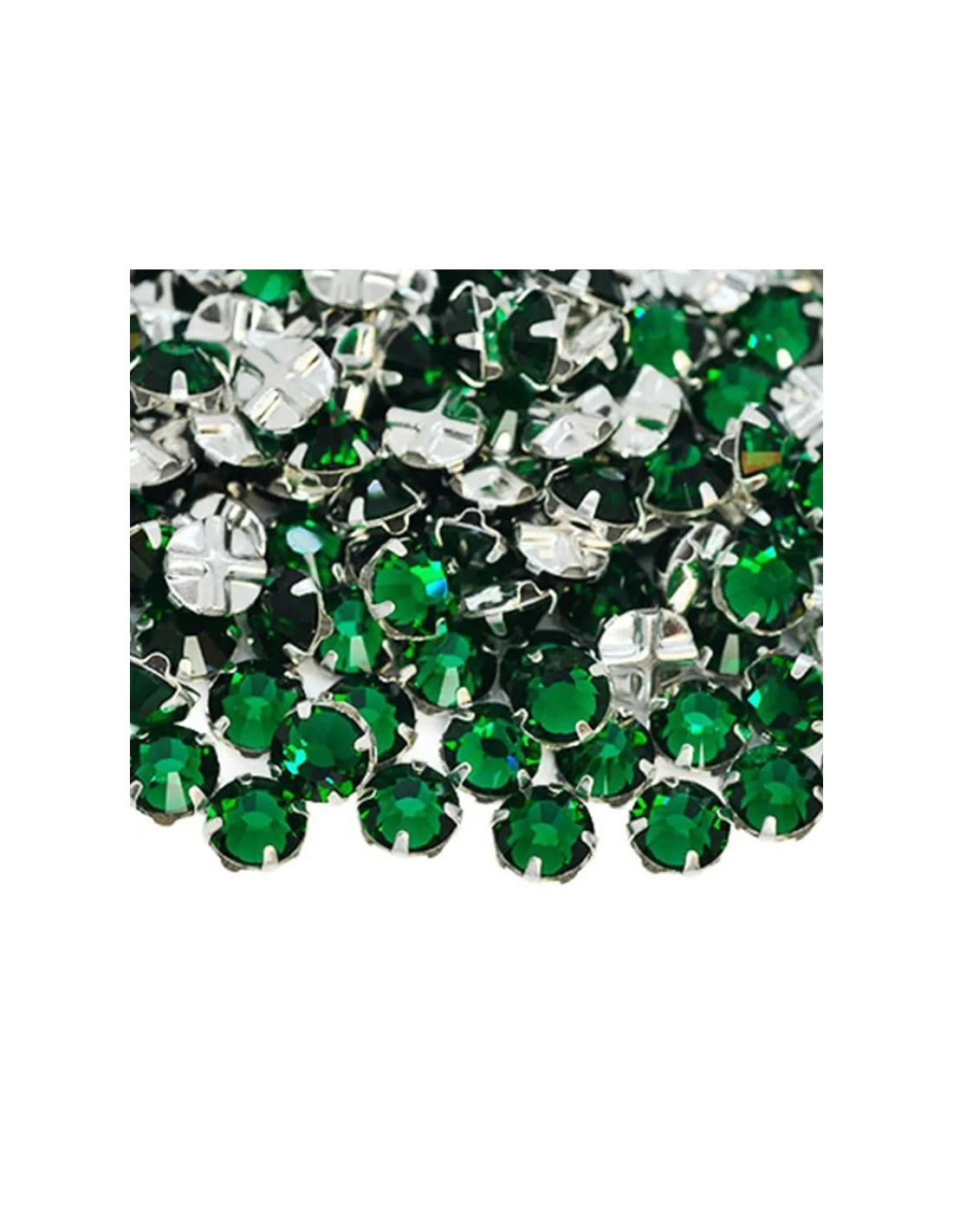 Roses GT Crystal ss 12 (mm 3,2) Emerald-Silver - 48 PCS - Stones to be sewn with setting