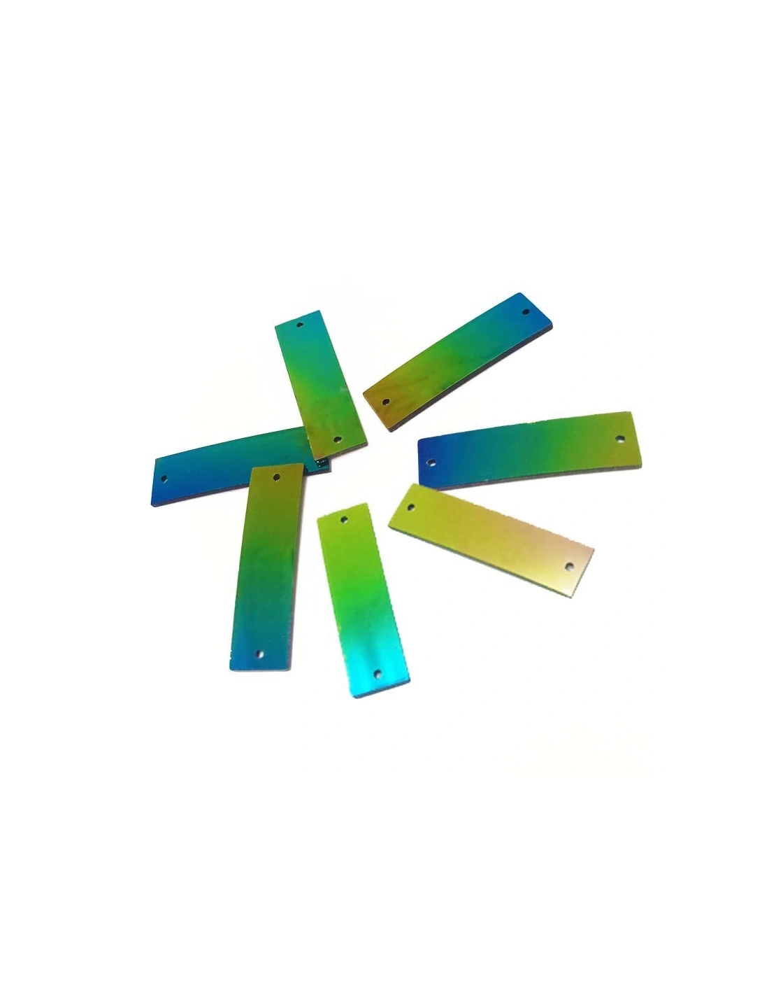 Sew on Mirrors Rectagle 10x35 mm Silver - 10pcs - Sewing mirrors