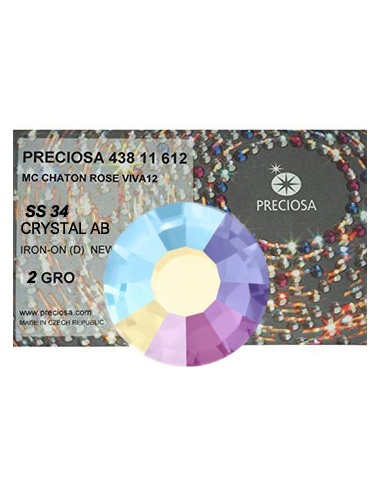 Preciosa Strass rhinestones Termoadesivi hotfix ss 34  Crystal  ab - 288 pz