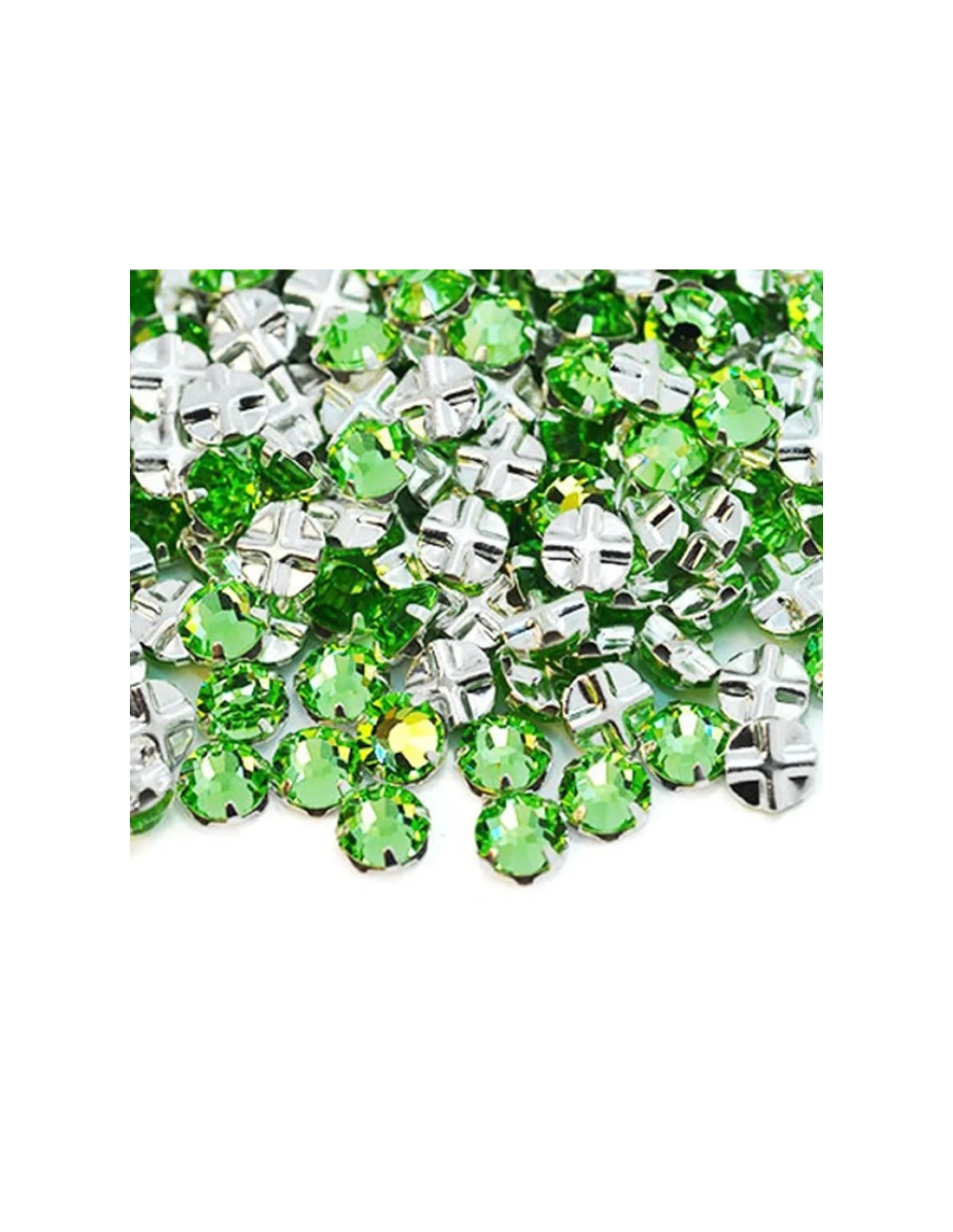 Roses GT Crystal ss 20 (mm 4,8) Peridot-Silver - 48PCS - Stones to be sewn with setting