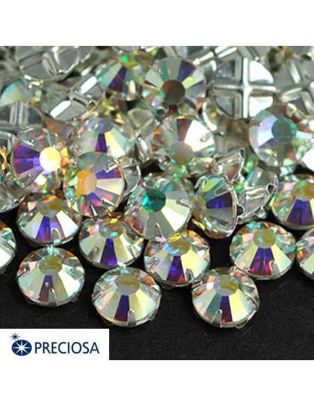 Preciosa Mc Rose ss 34 Crystal AB-Silver - 144 pcs - Stones to be sewn with setting