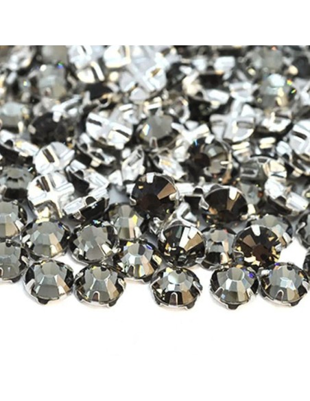 Roses GT Crystal ss 20 (mm 4,8)  Black Diamond-Silver - 48PCS - Stones to be sewn with setting