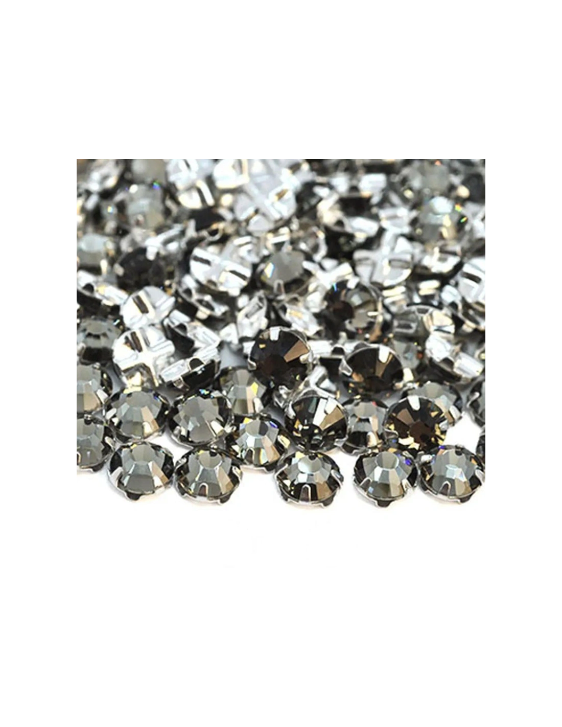 Roses GT Crystal ss 30 (mm 6,5)  Black Diamond-Silver - 24PCS - Stones to be sewn with setting
