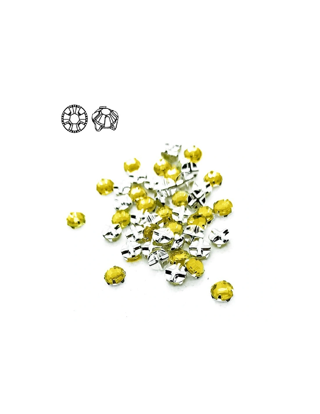 Roses GT Crystal ss 20 (mm 4,8)  Jonquil -Silver - 48PCS - Stones to be sewn with setting