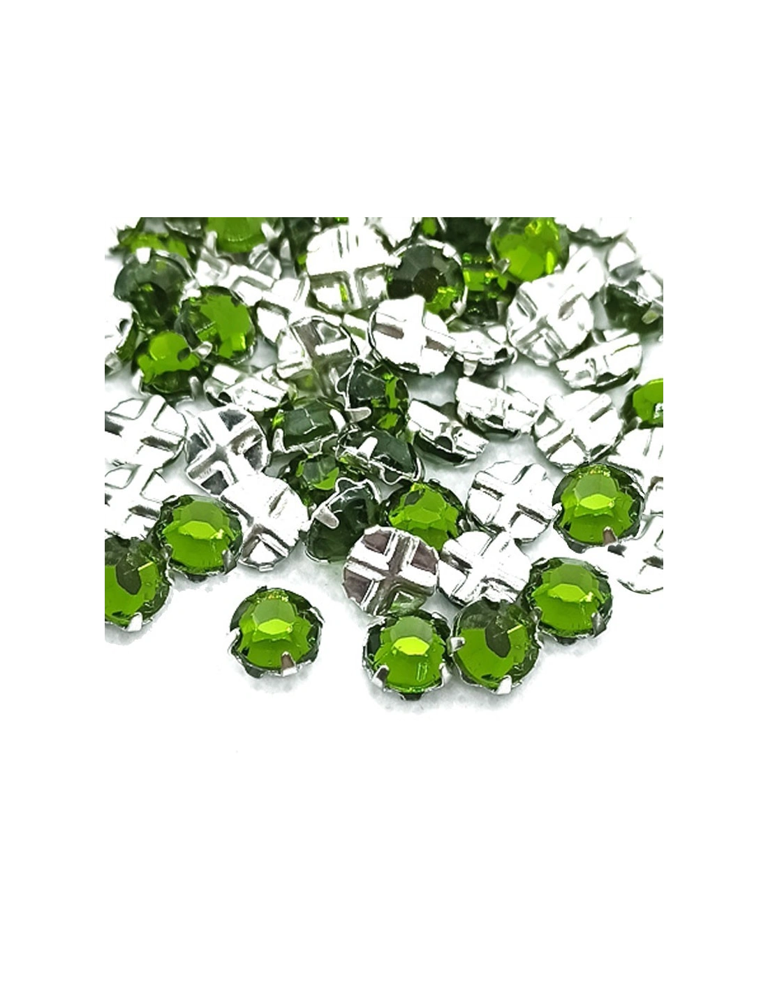 Roses GT Crystal ss 20 (mm 4,8) Olivine-Silver - 48PCS - Stones to be sewn with setting